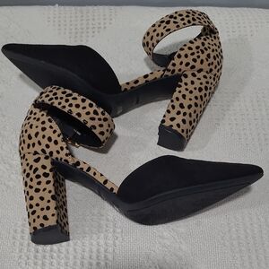 BAMBOO Black and Leopard Print Heels